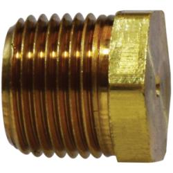 28201S - 1/8-in Male NPTF Brass Solid Hex Head Plug, 0.43 in Hex Size, 1200 psi, -65 to 250 °F