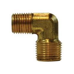 28276 - 90-Degree Reducing Male Elbow, 1/2-in Male NPTF x 3/8-in Male NPTF, Brass
