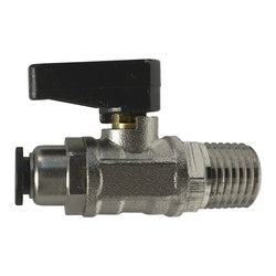 28407 - 1/8 in Push-to-Connect x Male NPTF Mini Ball Valve, Nickel-Plated Brass Body, 250 psi