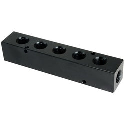 28470 - 6 Port Aluminum Manifold - 3/8 in Inlet/Outlet, 7.63 in Length, FPT Connections