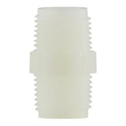 28611W - 1/8 in MPT x 1/8 in MPT Nylon Hex Nipple, 125 psi, -40 to 200°F