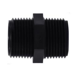 28614P - 1/2 in MPT x 1/2 in MPT Black Polypropylene Hex Nipple Fitting