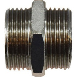 28811 - 3/4-in Male BSPP Steel Hex Nipple Fitting with Nickel-Plated Finish