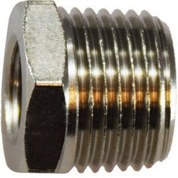 28848 - 3/8 in Male BSPT x 3/8 in Female BSP Brass Connector with Nickel-Plated Finish