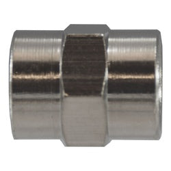 28895 - 1/4-in x 1/8-in Female BSPP Coupling, Nickel-Plated Brass, 5/8-in Hex Size