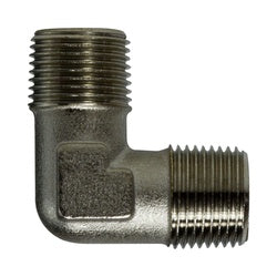28905 - Nickel-Plated Brass 90-Degree Male Elbow Fitting, 1/8-in BSPT x 1/8-in BSPT, 1200 psi