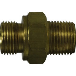 28979 - 1/2-in Male BSPP to 1/2-in MNPT Brass Hex Nipple Fitting