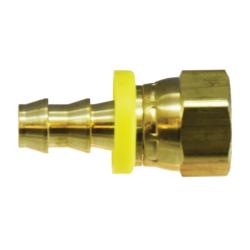 30341 - 1/4-in Push-On Hose Barbed x 1/4-in FNPSM Brass Ball Seat Swivel Adapter