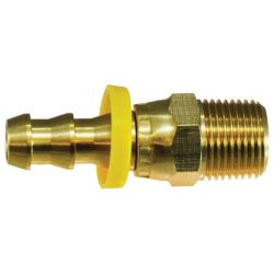 30422 - 2.07 in Brass Straight Swivel Connector, 1/4 in Push-In & 1/8 in MIP, 150 psi Rating