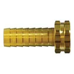 30506 - Brass Straight Hex Swivel Adapter, 5/8-in Barbed to 3/4-in FGH, 2.56-in Length