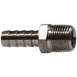 32003SS - 3/16 in Hose Barb to 1/4 in Male NPTF Stainless Steel Rigid Male Adapter