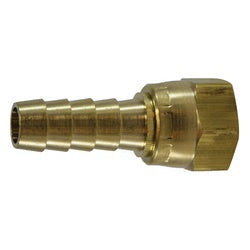 32336C - 3/8-inch Brass Crimp-Style 37-degree JIC Flare Swivel Adapter with Hose Barb