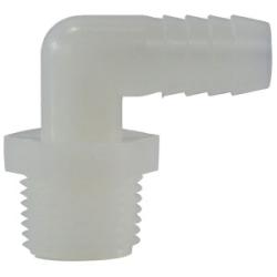 33309W - 1/4 in x 3/8 in Nylon 90-Degree Elbow Fitting, 125 psi, Barbed/MIP Connection