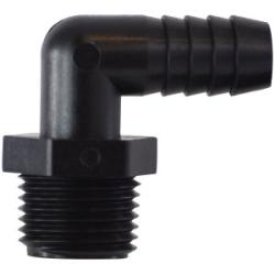 33314P - 90-Degree Elbow, 3/4-in Hose Barbed x 3/4-in MIP, Polypropylene, 1-1/8 in Hex Size