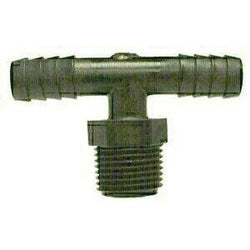 33448B - 1/4 in Barbed x 1/4 in Barbed x 1/4 in MIP Polyethylene Branch Tee Fitting