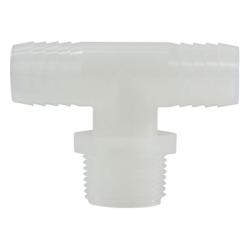 33455W - Nylon Branch Tee - 1/2 in Hose Barbed x 1/2 in Hose Barbed x 1/2 in MIP, Max 125 psi