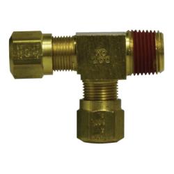 38125 - 1/4 in Tube OD x 1/8 in Male NPTF Brass Run Tee Fitting