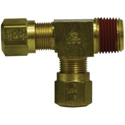 38166 - Brass Run Tee 1/2 in Tube OD x 1/2 in MPT x 1/2 in Tube OD