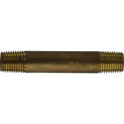 40030 - 6 in Lead-Free Red Brass Seamless Pipe Nipple, 1/4 in MPT x 1/4 in MPT