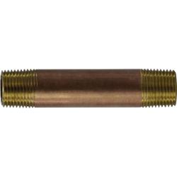 40049 - 5-1/2 in Seamless Lead-Free Red Brass Pipe Nipple, 3/8 in MPT at Both Ends