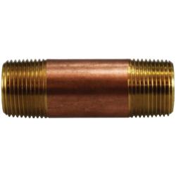 40086 - 4 in Seamless Red Brass Pipe Nipple, 3/4 in MPT x 3/4 in MPT, 125 lb Rated