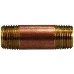 40088 - 3/4 in MPT Seamless Red Brass Pipe Nipple, 5 in Length