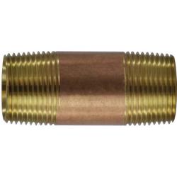 40100 - 1 in x 1 in MPT Brass Seamless Nipple, 1-1/2 in Length
