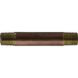 42025 - 1/4 in MPT x 1/4 in MPT Red Brass Nipple, 3-1/2 in Long