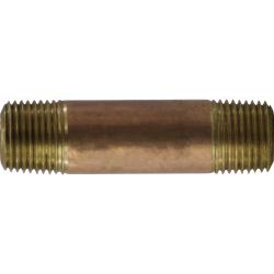42076 - 1/2 in MPT x 1/2 in MPT Lead-Free Red Brass Nipple, 12 in Length