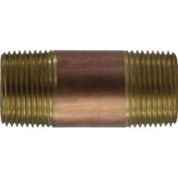 42102 - 1 in MPT x 1 in MPT Red Brass Nipple, 2-1/2 in Length, Schedule 80/XH