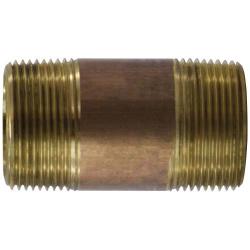 42129 - 1-1/4 in MPT x 1-1/4 in MPT Brass Nipple Fitting, 6 in Length