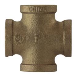 44394 - Bronze Pipe Cross 3/4 in FPT, Pressure Class 125 lb, Meets AWWA C800 & ASME Standards