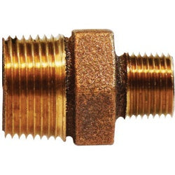 44742 - 1/2 in MPT x 3/8 in MPT Bronze Reducing Hex Nipple Fitting