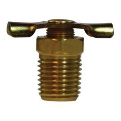 46075 - 1/4 in MIP Brass Drain Cock with Wing Nut Handle, 150 psi Rating