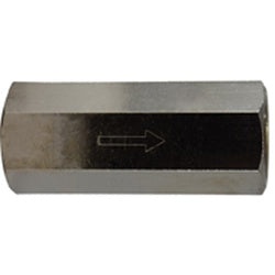 46202 - 1/2 in FPT Pneumatic Check Valve - Brass Body, Chrome-Plated, 2.48 in Length