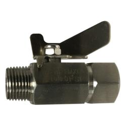 46904SS - 3/8 in MPT to FPT Miniature Ball Valve, 2.45 in Length, 316 Stainless Steel
