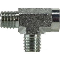 560366 - 3/8 in MPT x 3/8 in MPT x 3/8 in FPT Steel Run Tee for High-Pressure Applications