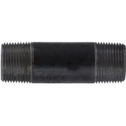59109SMLSXX - 1 in MPT Threaded Seamless Pipe Nipple, 6 in Length, Malleable Iron, Black Finish