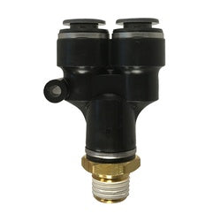 880404C - 1/4-in Push-to-Connect x 1/4-in Push-to-Connect x 1/4-in Male NPT D.O.T. Male Branch Wye Fitting