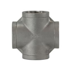 62390 - 1/8-in x 1/8-in x 1/8-in Female NPT Cross Fitting, 304 Stainless Steel, 150 psi Rating