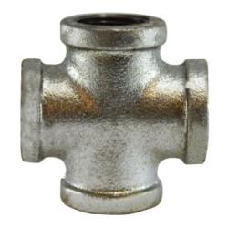 64390 - Galvanized Malleable Iron Cross Fitting, 1/8 in FPT x 1/8 in FPT x 1/8 in FPT x 1/8 in FPT