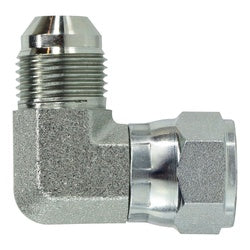 6500-06-04 - 3/8 in Male JIC to 1/4 in Female JIC 90-Degree Steel Swivel Elbow Fitting