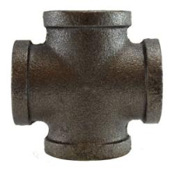 65391 - 1/4 in FPT Black Malleable Iron Cross Fitting, 150 psi, -20 to 350°F Temperature Range