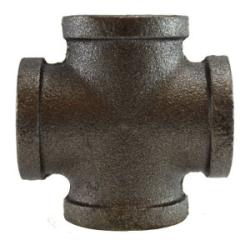 65396 - Malleable Iron Cross Fitting, 1-1/4 in FPT x 1-1/4 in FPT x 1-1/4 in FPT x 1-1/4 in FPT