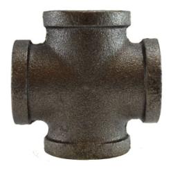 65401 - 4 in FPT Malleable Iron Cross Fitting, Black Finish, Rated 150 psi