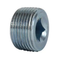 66636 - 1-1/4 in MNPT Steel Square Socket Countersunk Plug, Zinc-Plated, 150 lb Pressure Class