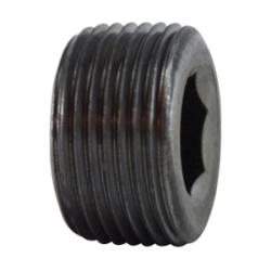 67763 - 3/8 in MNPT Hex Socket Countersunk Plug, Steel, 0.44 in Length, Black Finish