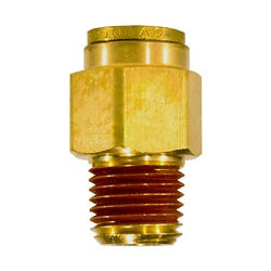 680404 - Brass D.O.T. Male Connector - 1/4-in Push-to-Connect x 1/4-in Male NPTF, 1.18 in Length, 9/16 in Hex