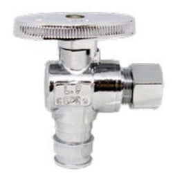 746435 - 90-Degree Brass Angle Supply Stop - 1/2-in x 3/8-in Compression Connection