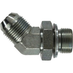 7802-06-04 45-Degree Elbow Fitting - 3/8-in Male JIC x 1/4-in Male BSPP, Steel Construction
